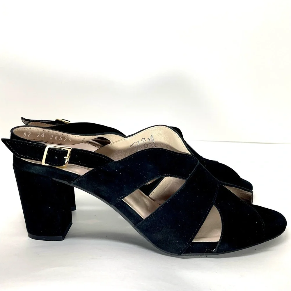 NWOT‎ Eric Michael Women’s Portugal Lark Black Leather Heels Size EU 42 (11-12)